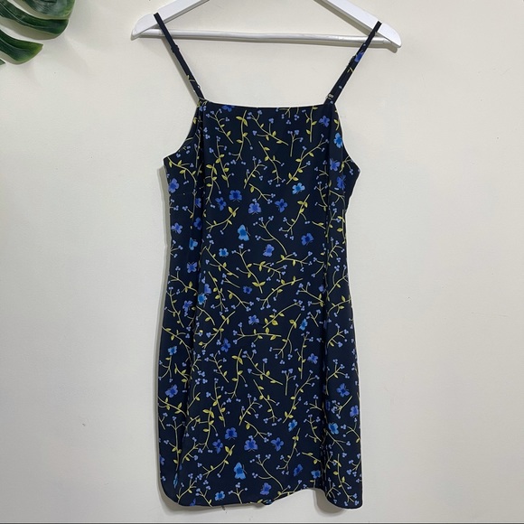 (SOLD) 90s Floral Sleeveless Mini Romper Dress Black 7/8 by Express World - Picture 2 of 12